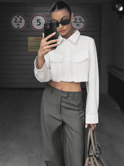 Fair And Square Collared Crop Shirt