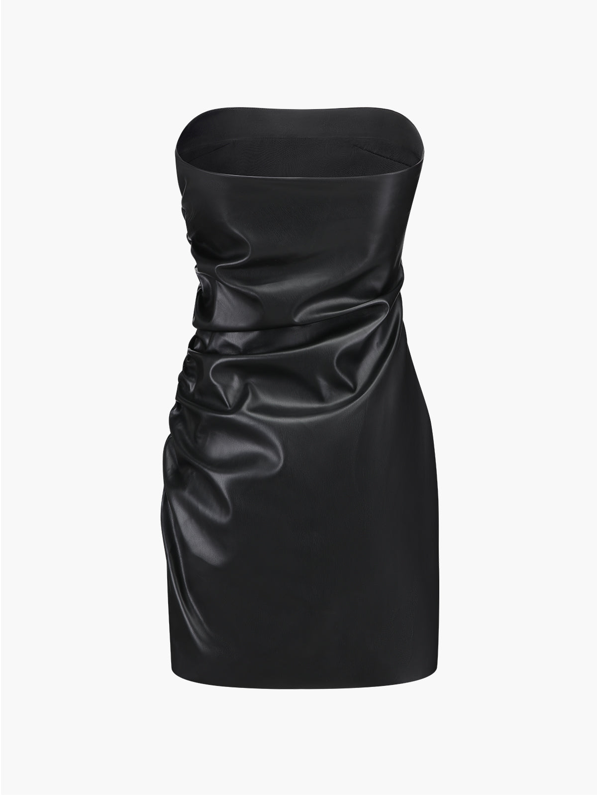 Leather Tube Short Draped Dress