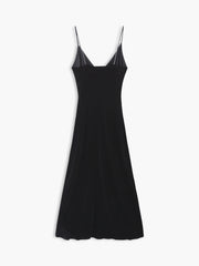 Dimante Strap Velve Midi Dress