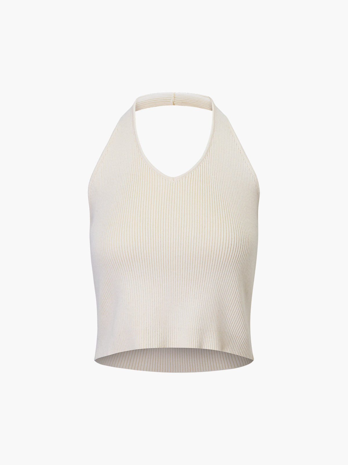 Vanilla Halter Crop Knit Top