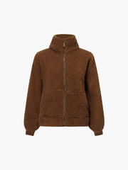 Caramel Stand Collar Fleece Jacket