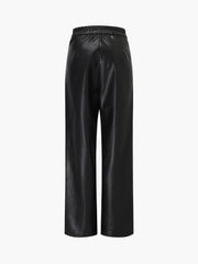 High Waist Straight Leg Leather Pants