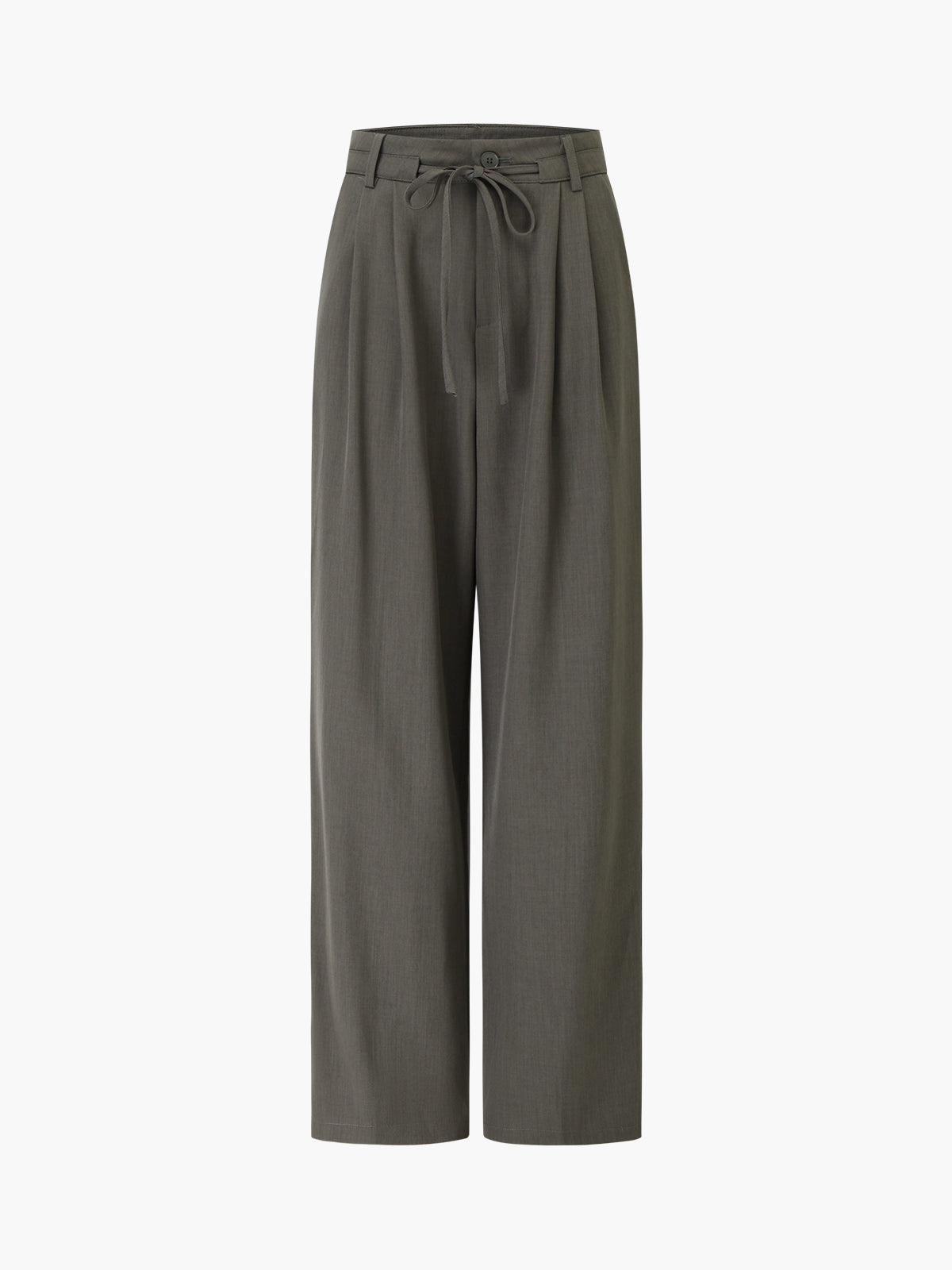 Tie Front Buttoned Straight Leg Dress Pants