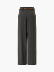 Belted High Waist Wide Leg Dress Pants