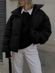 Stand Collar Zip Up Puffer Coat