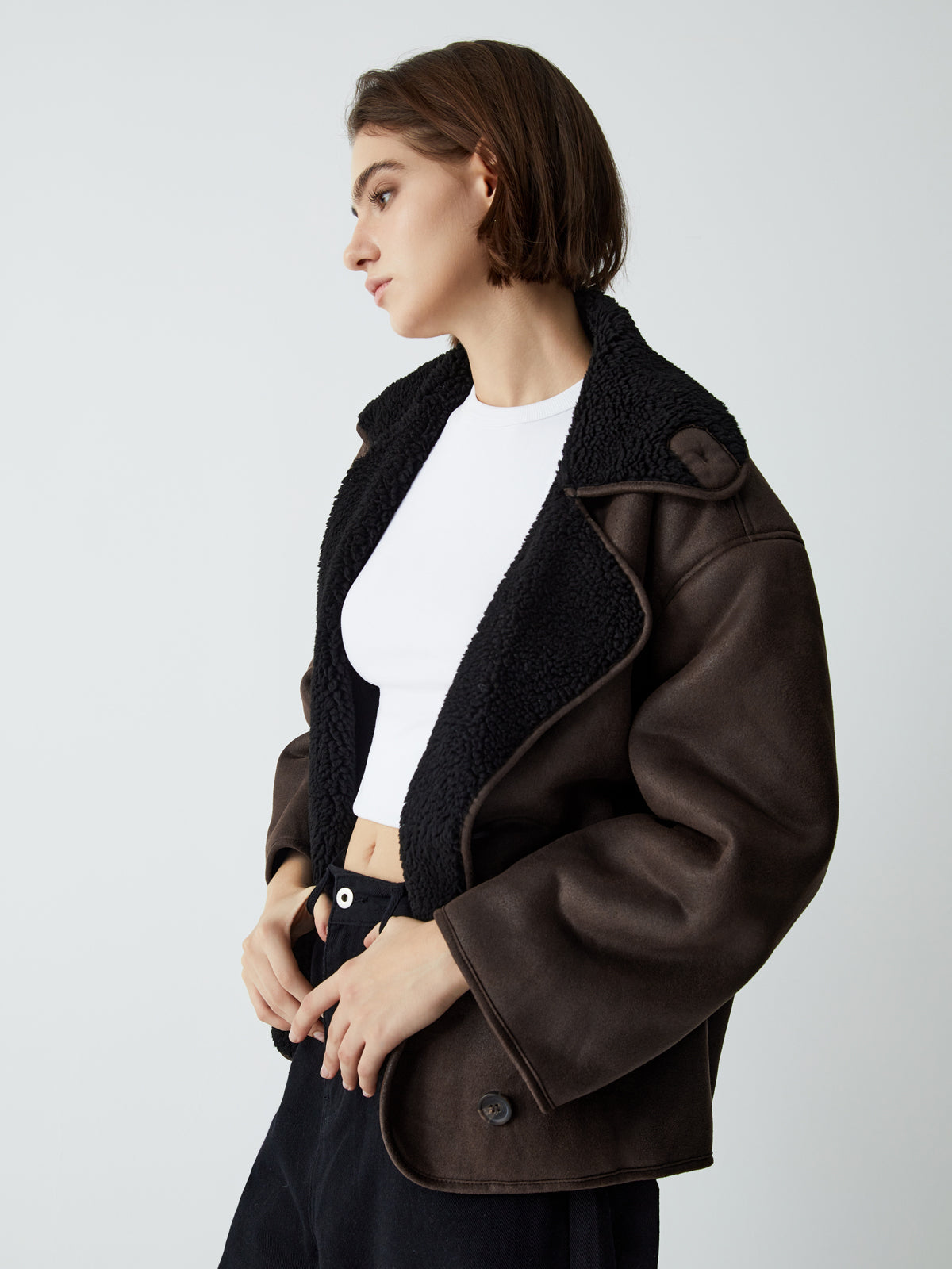 Fleece Lined Shearling Leather Flight Jacket