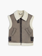 Sherpa Lined Shearling Leather Flight Vest