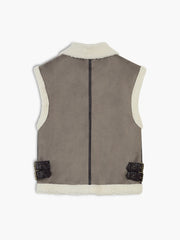 Sherpa Lined Shearling Leather Flight Vest