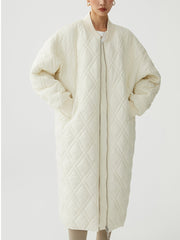 Longline Quilted Puffer Zip Up Coat