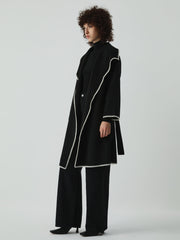 Embroidered Trim Longline Coat