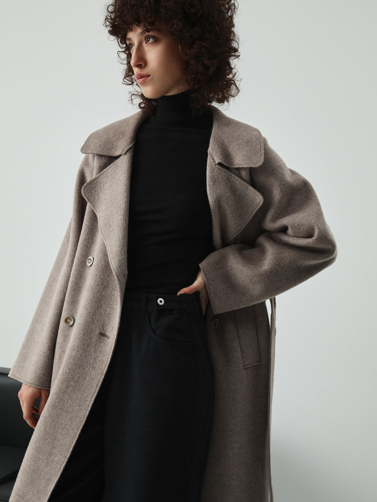 Utility Longline Wool Blend Trench Coat