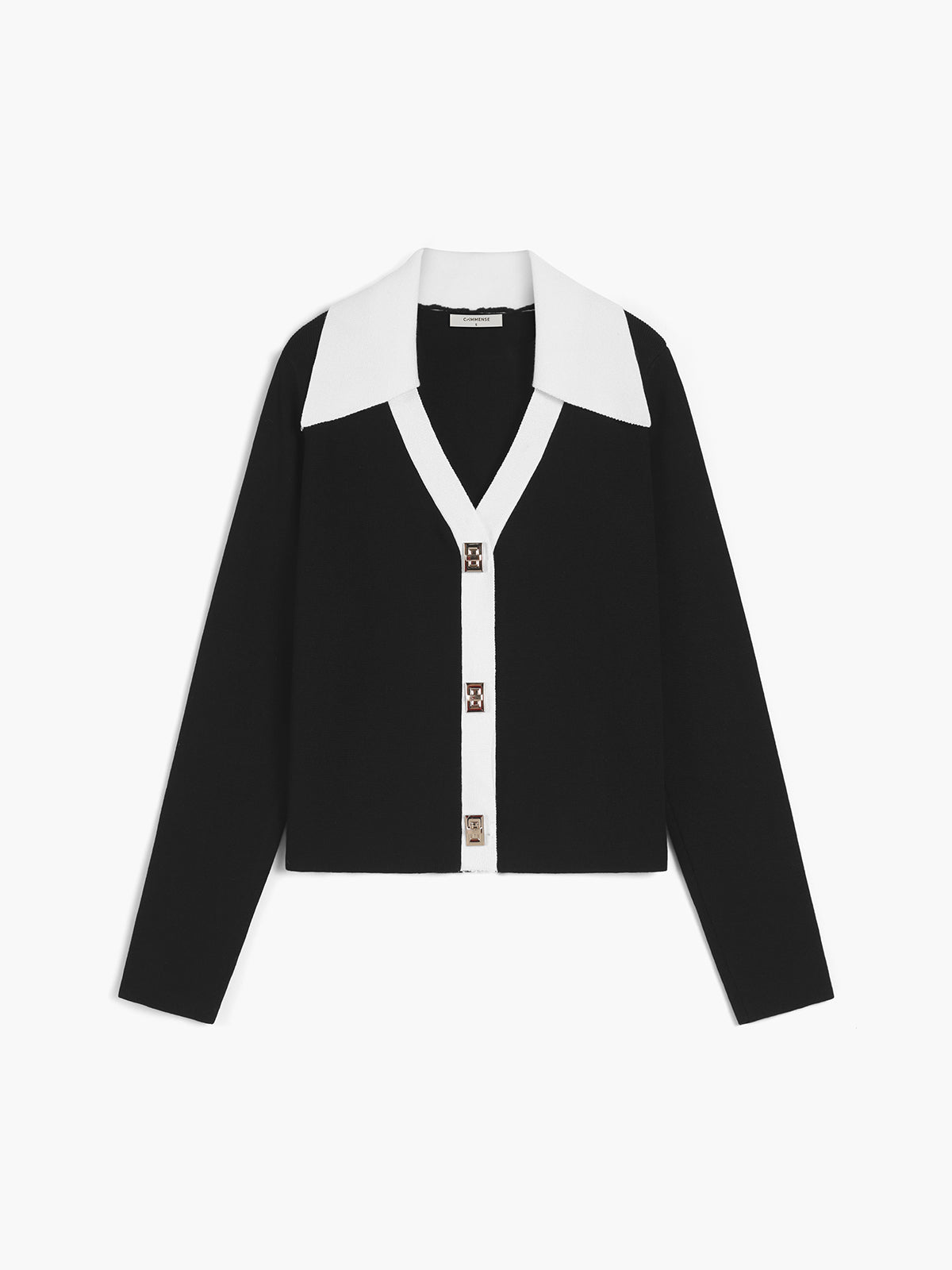 Contrast Trim Open Collar Sweater