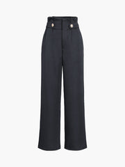 Vintage Button Details Wide Leg Culotte Pants