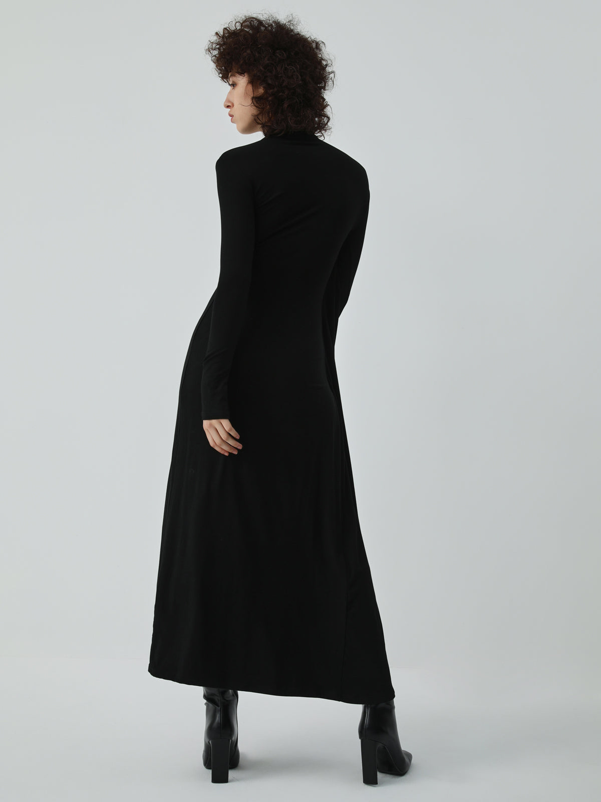 Asymmetric Wrap Long Sleeve Slit Midi Dress