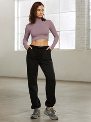 Mauve High Neck Performance Longe Sleeve Top