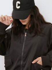 Oversized Drop Shoulder Two Toned Bomber Jacket