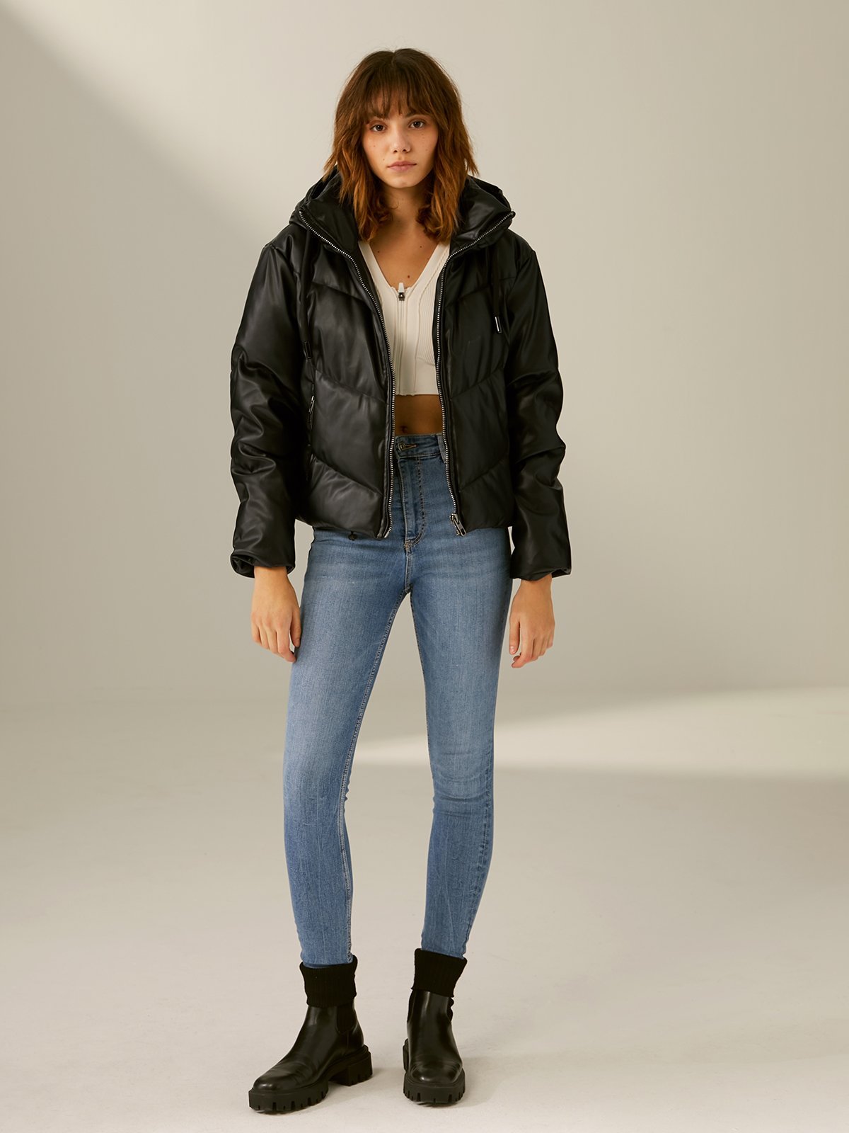 Cropped Puffer Jacket with Hood