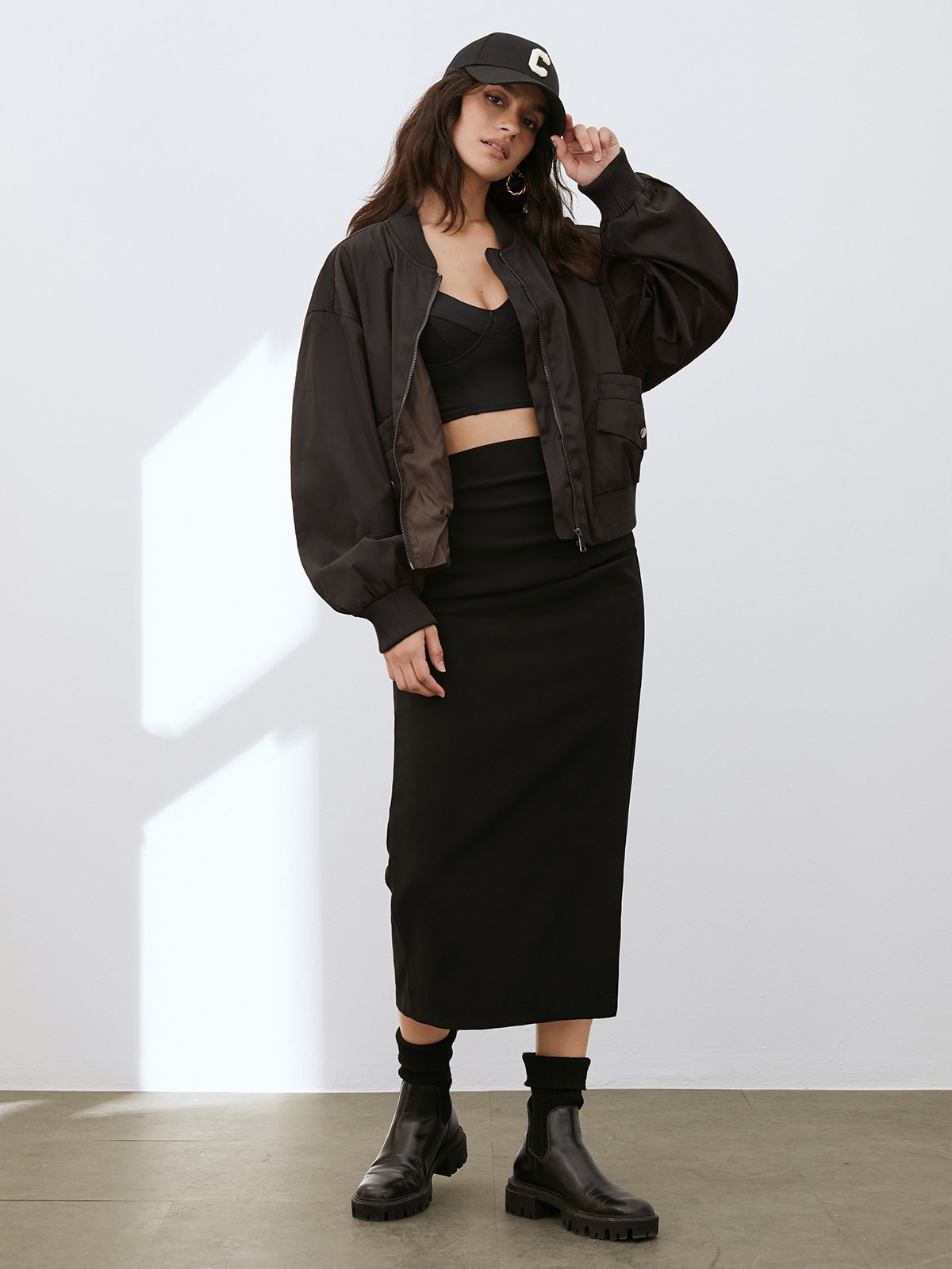 Oversized Drop Shoulder Two Toned Bomber Jacket